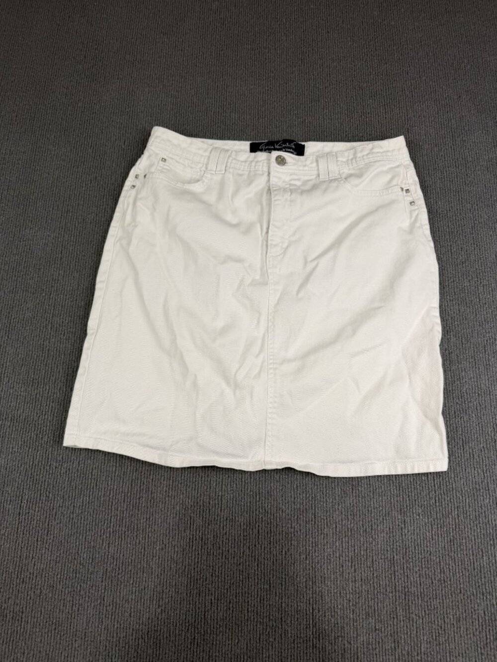 Gloria Vanderbilt Womens White Denim Skirt Size 14